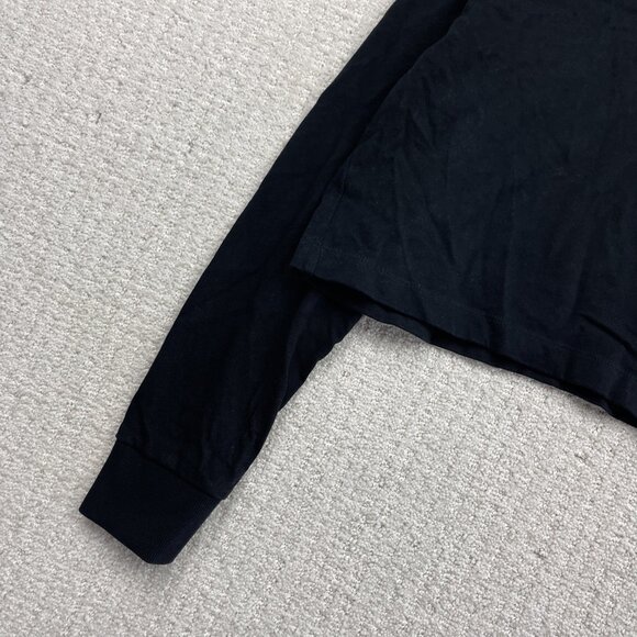Zara Rugby Polo Button Shirt Black Long Sleeve Crop Wom S Preppy Dark Academia - Picture 3 of 10